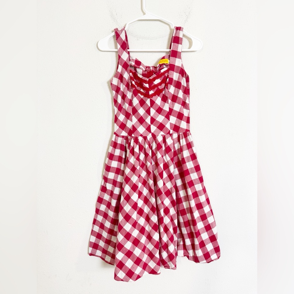 Bernie Dexter Red and White Gingham plaid pinup fit and flare Dress